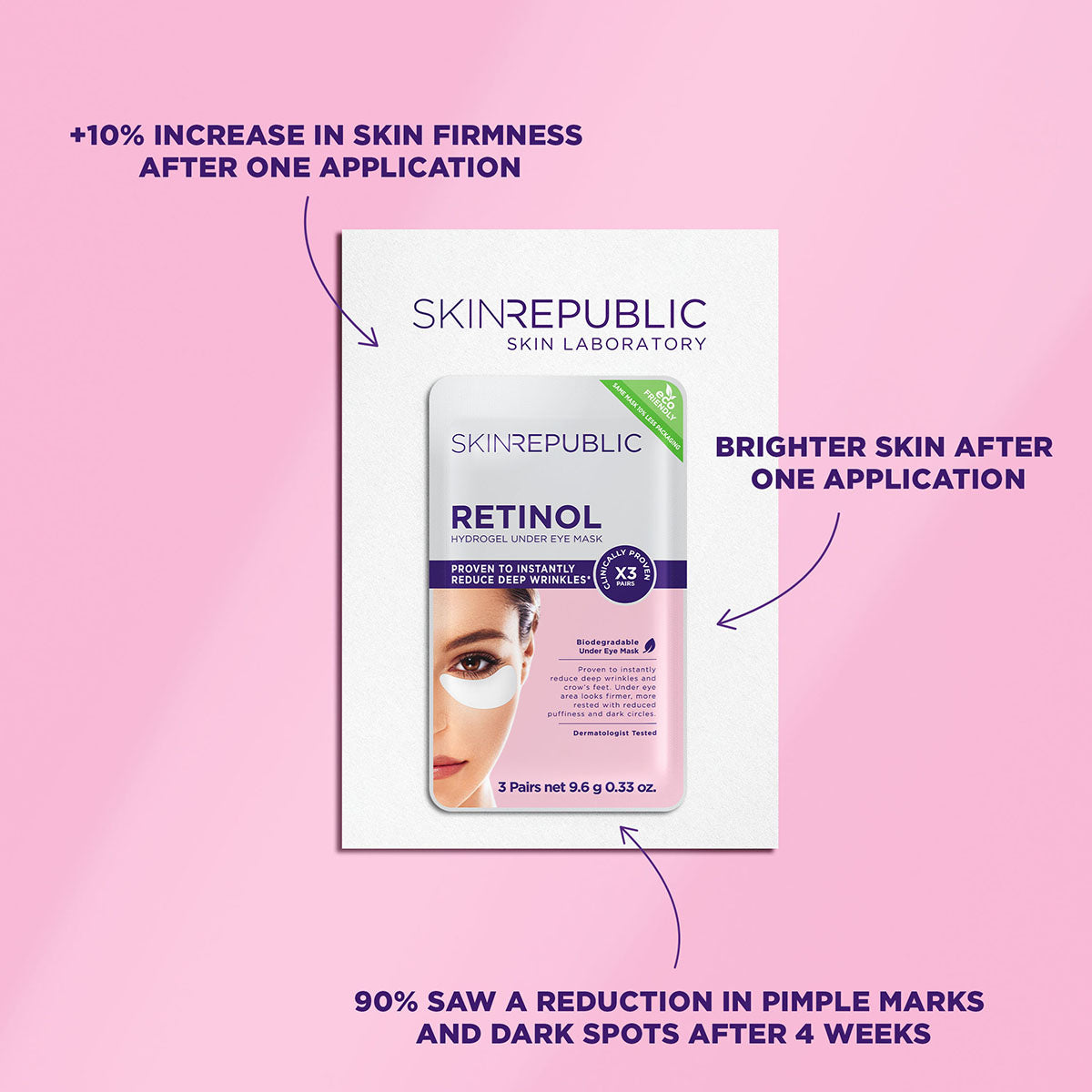 10 Pack Retinol Biodegradable Hydrogel Under Eye Patch (3 Pairs)