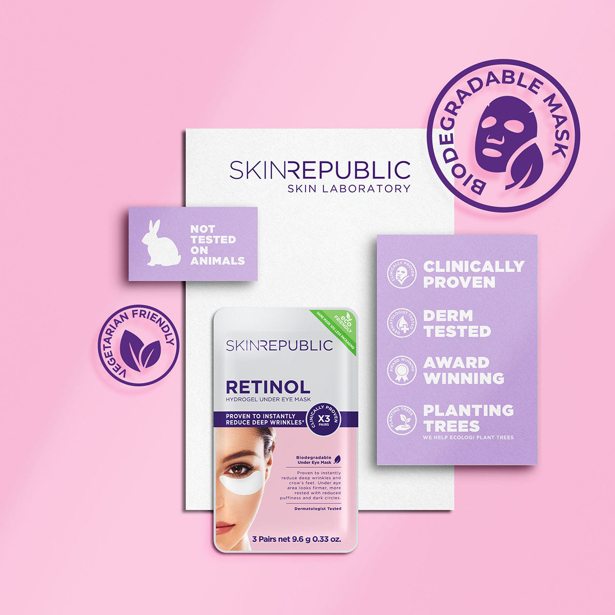 10 Pack Retinol Biodegradable Hydrogel Under Eye Patch (3 Pairs)