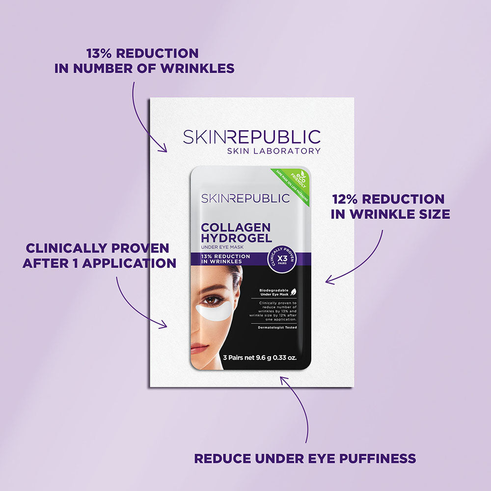 Collagen Biodegradable Hydrogel Under Eye Patch (3 Pairs)