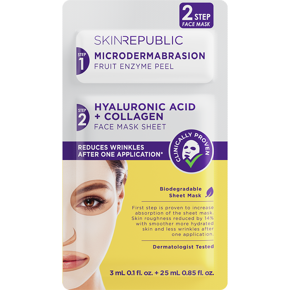 2 Step Hyaluronic Acid + Collagen Biodegradable Face Mask