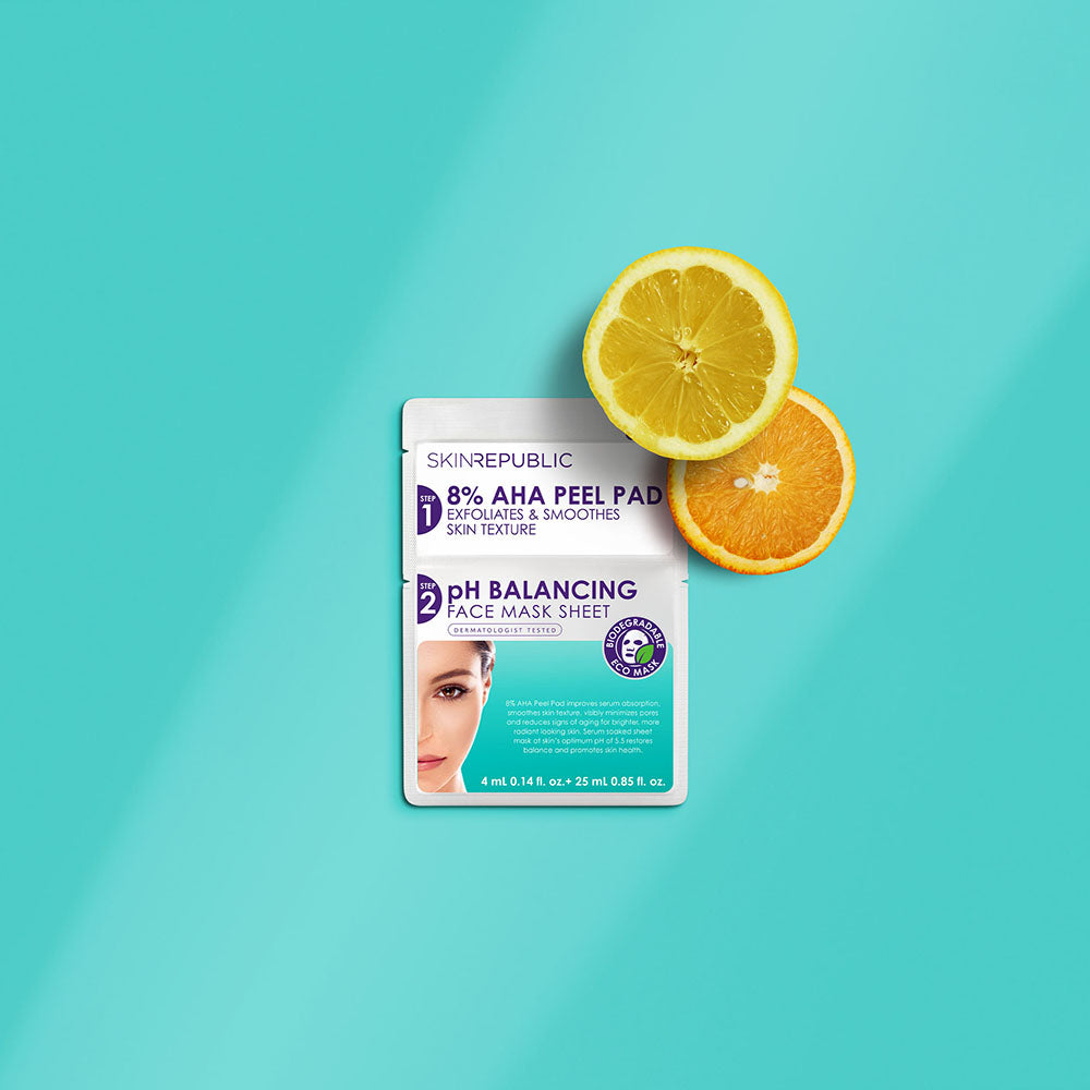 2 Step AHA Peel Pad + pH Balancing Face Mask