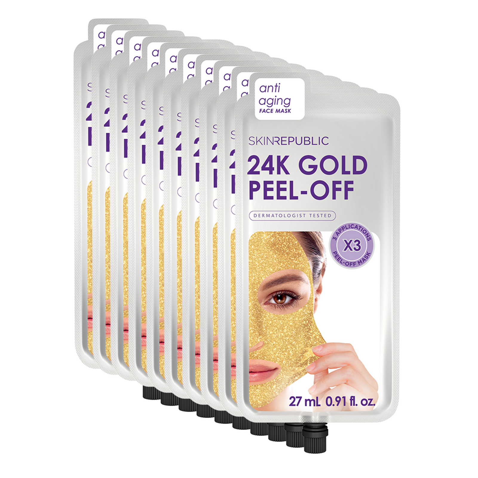 10 Pack 24K Gold Peel-Off Face Mask